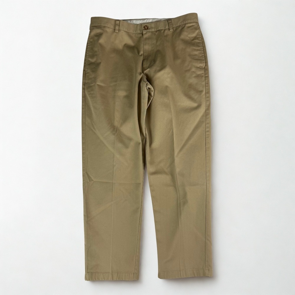 LL Bean Flat Front Chino Pants Mens 35x30 Khaki Classic Fit Trousers Casual Prep